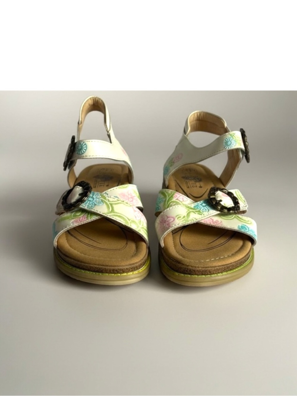 L’ARTISTE Spring Step Floral Embossed Slingback Sandals Boho Comfort